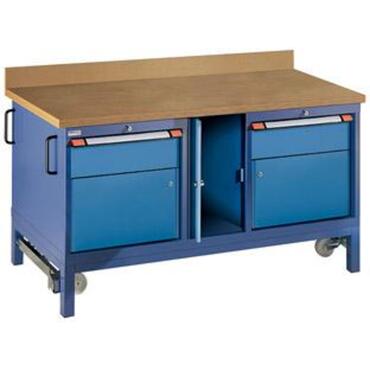 Mobile workbench, W1500xD700XH870 mm, with 2 doors and 2 drawers, type TM CLASSIC